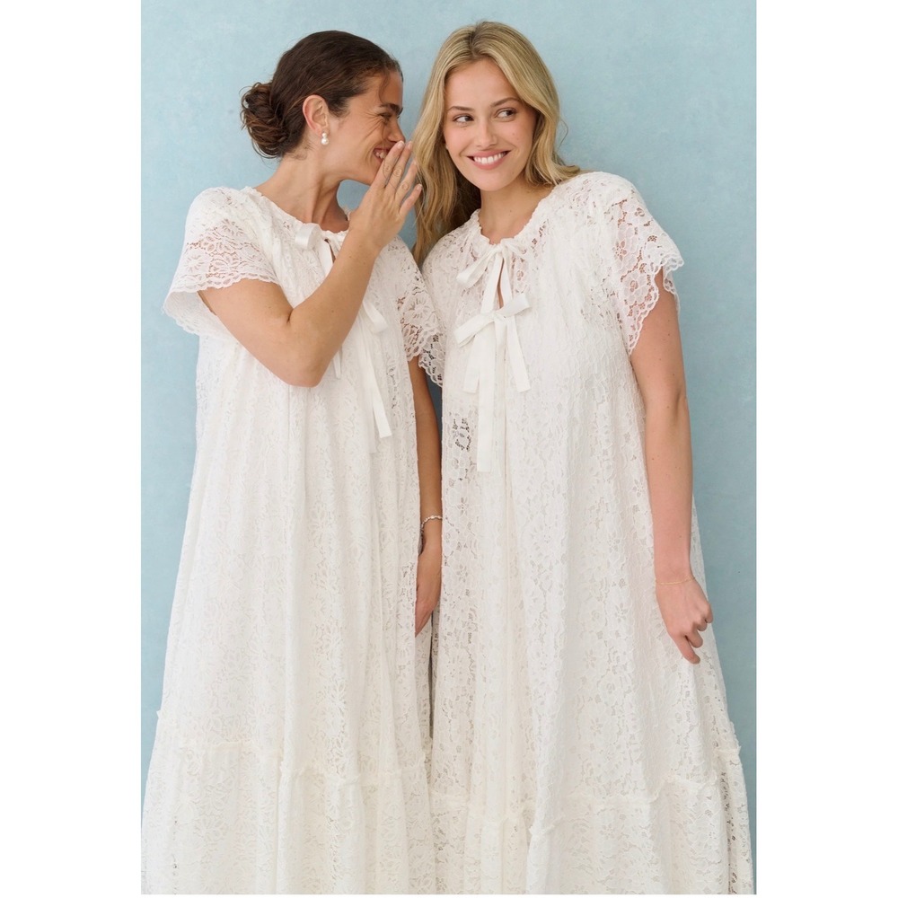 Few Moda x Little White Looks White Floral Lace Caroline Duster Tie Size 4
